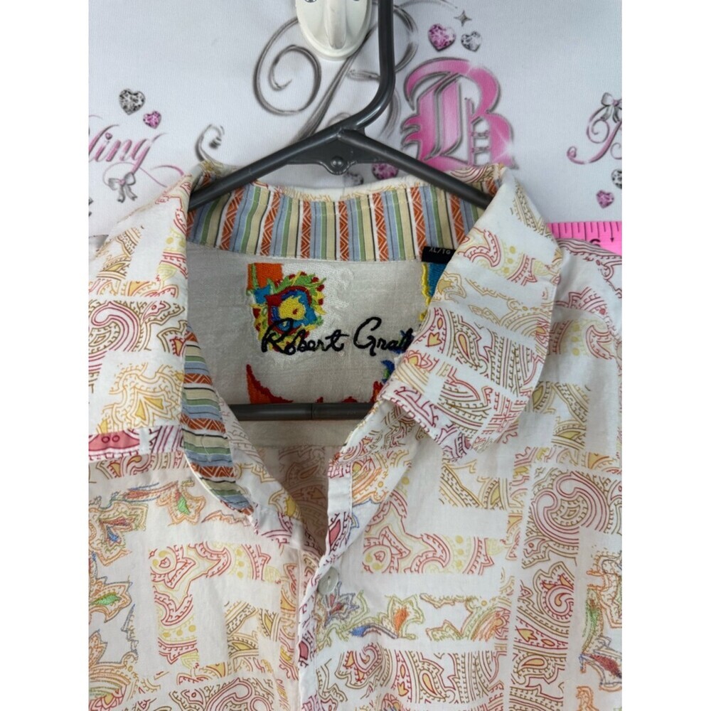 Robert Graham shirt long sleeve Cream and Tan Patterned Button-Down Shirt - Picture 8 of 13